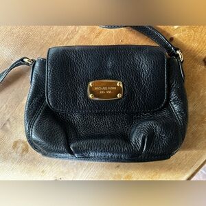 Michael Kors black leather crossbody bag with gold hardware